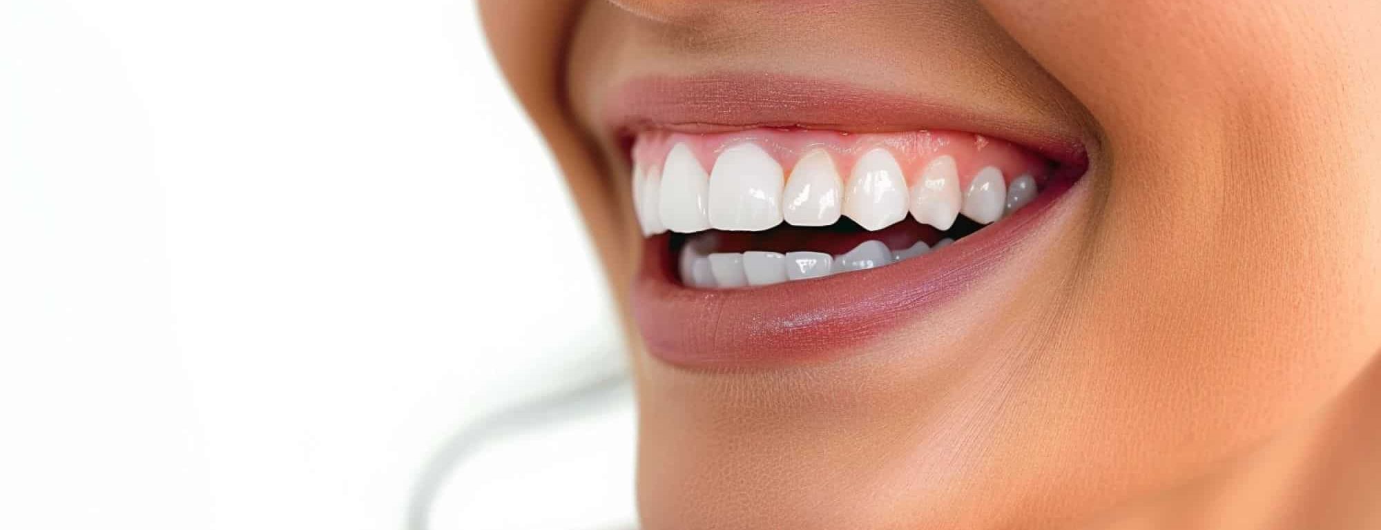 Close up of a beautiful woman smiling with healthy white teeth
